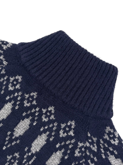 260901 New high-quality snowflake-patterned jacquard warm wool coat