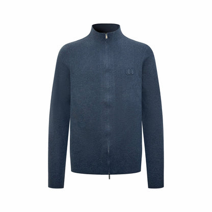 260901 New high-quality machine-woven lustrous wool sweater with fine texture and zipper closure
