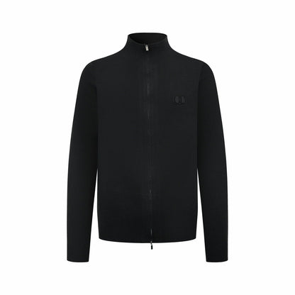 260901 New high-quality machine-woven lustrous wool sweater with fine texture and zipper closure