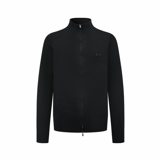 260901 New high-quality machine-woven lustrous wool sweater with fine texture and zipper closure