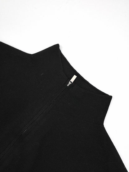 260901 New high-quality machine-woven lustrous wool sweater with fine texture and zipper closure