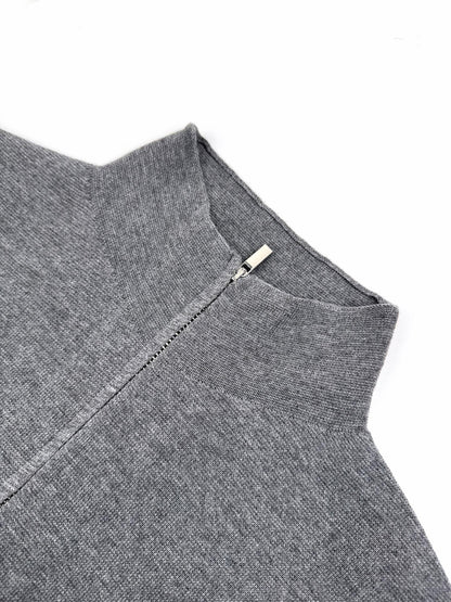 260901 New high-quality machine-woven lustrous wool sweater with fine texture and zipper closure