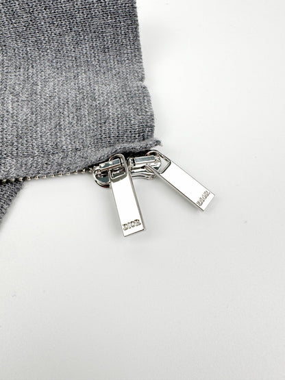 260901 New high-quality machine-woven lustrous wool sweater with fine texture and zipper closure
