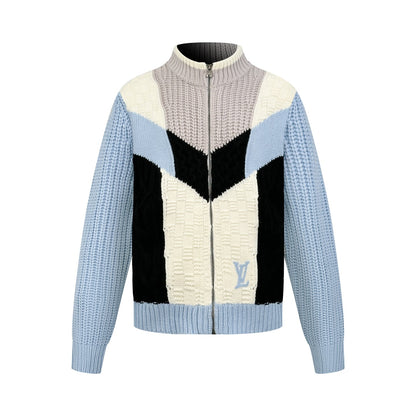 260901 New high-quality coarse tweed wool sweater with logo and pattern embroidery