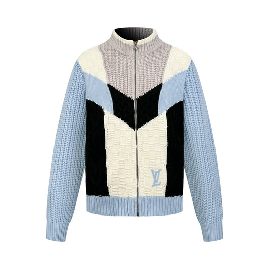 260901 New high-quality coarse tweed wool sweater with logo and pattern embroidery