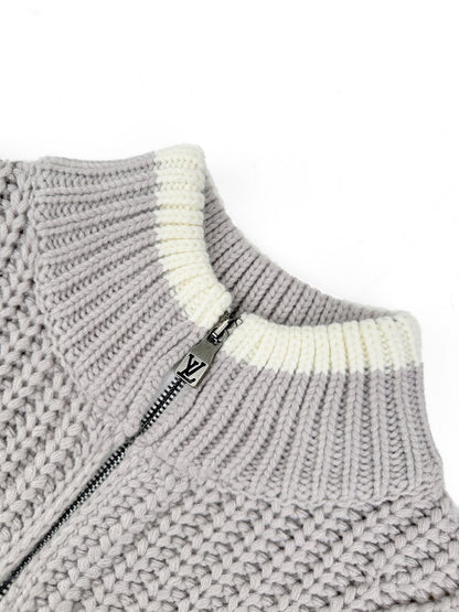 260901 New high-quality coarse tweed wool sweater with logo and pattern embroidery