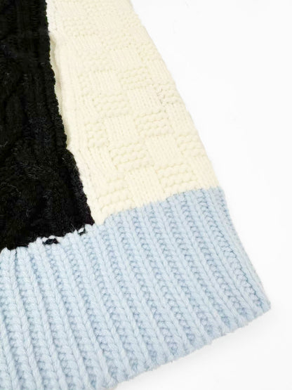 260901 New high-quality coarse tweed wool sweater with logo and pattern embroidery