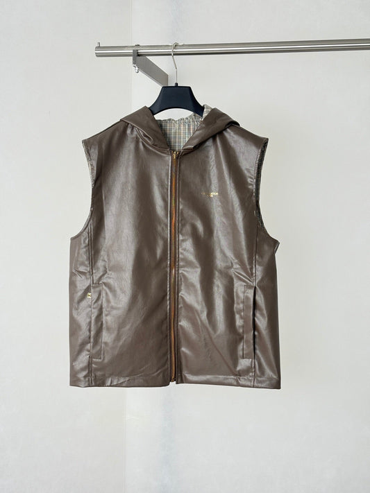 260901 New high-quality full-print leather double-sided wearable jacket