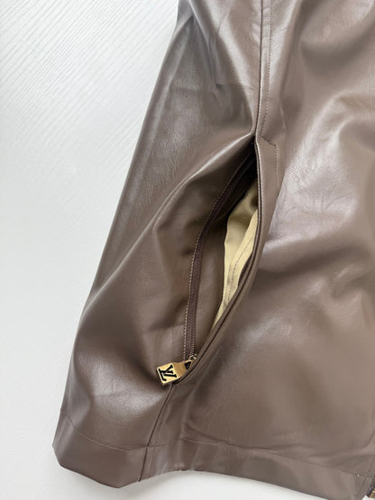 260901 New high-quality full-print leather double-sided wearable jacket