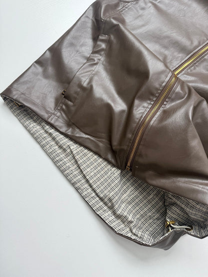 260901 New high-quality full-print leather double-sided wearable jacket