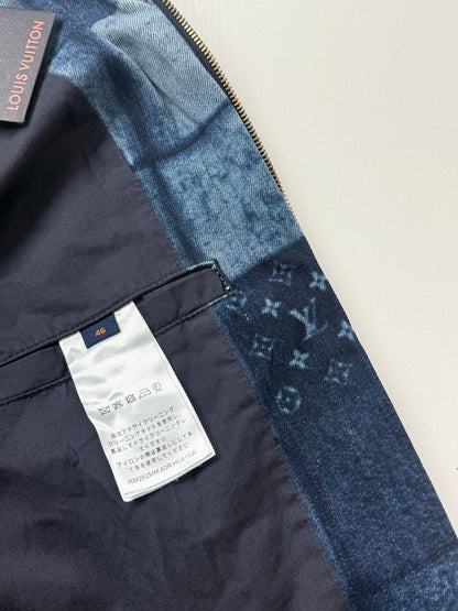 260901 New high-quality check-patterned patchwork denim zipper jacket coat