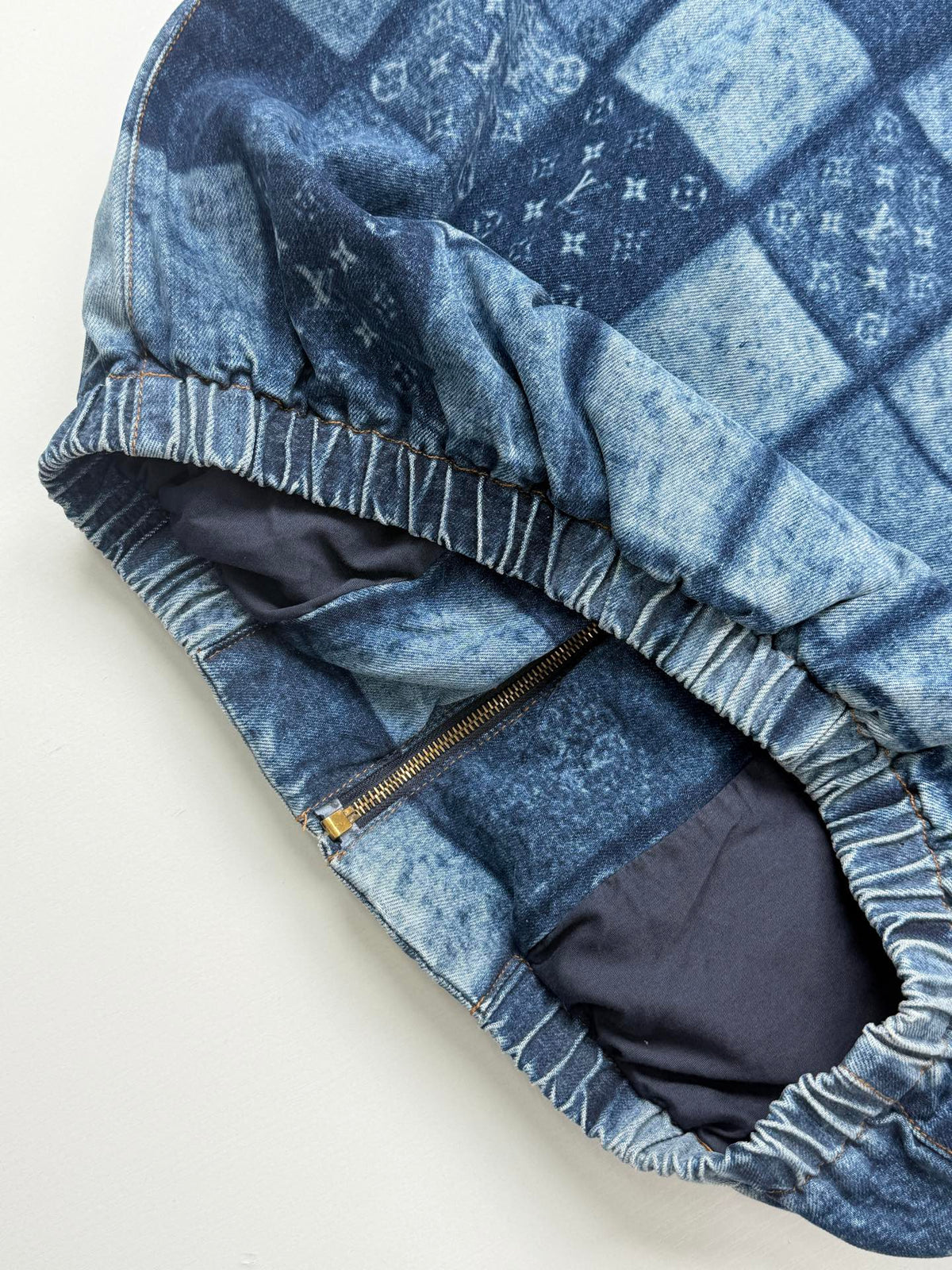 260901 New high-quality check-patterned patchwork denim zipper jacket coat