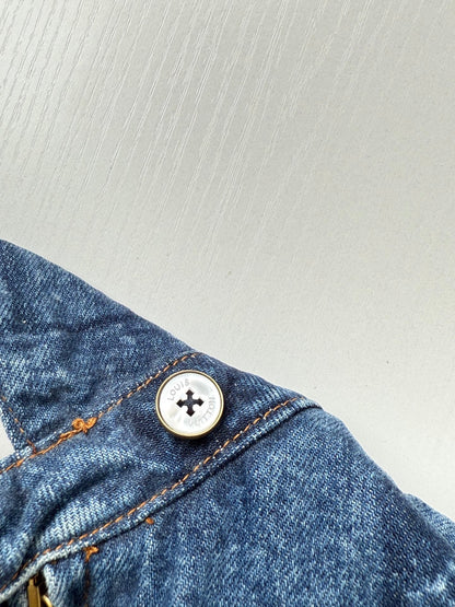 260901 New high-quality check-patterned patchwork denim zipper jacket coat