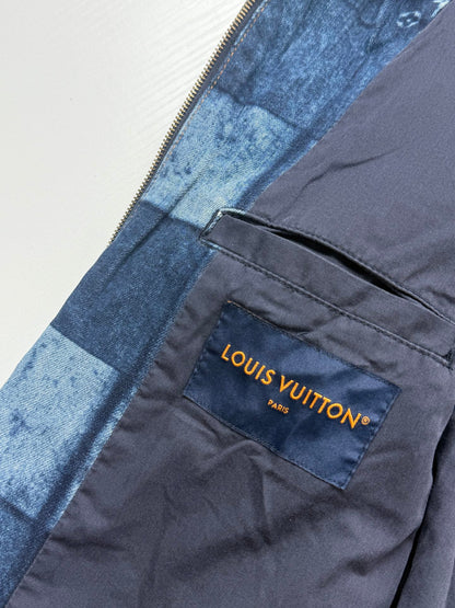 260901 New high-quality check-patterned patchwork denim zipper jacket coat