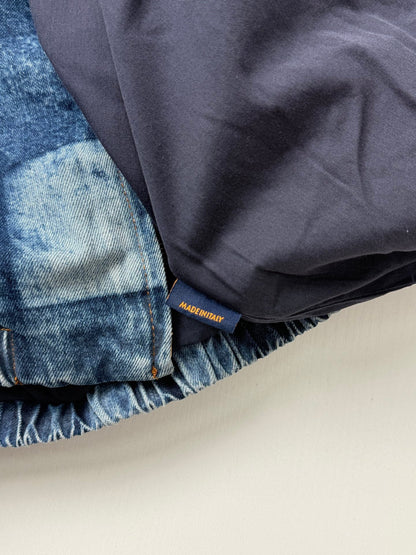 260901 New high-quality check-patterned patchwork denim zipper jacket coat