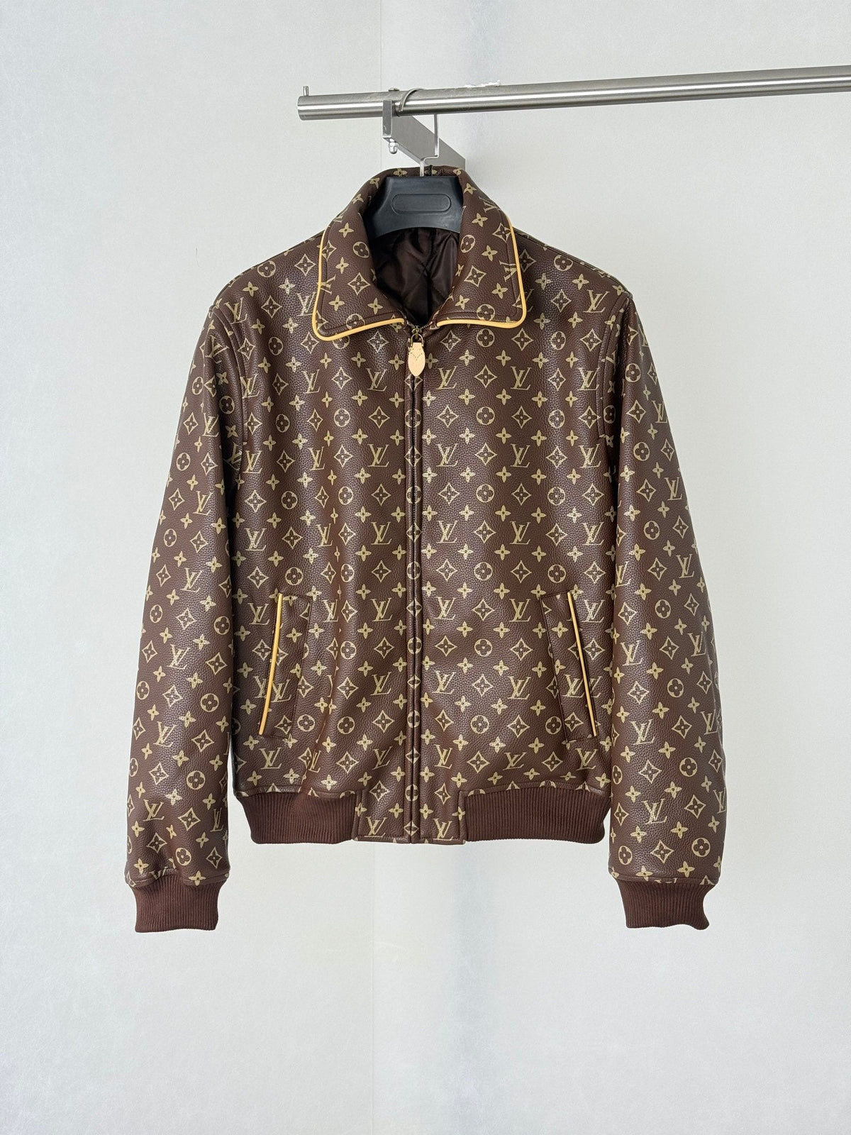 260901 New high-quality full-print vintage leather baseball jacket coat