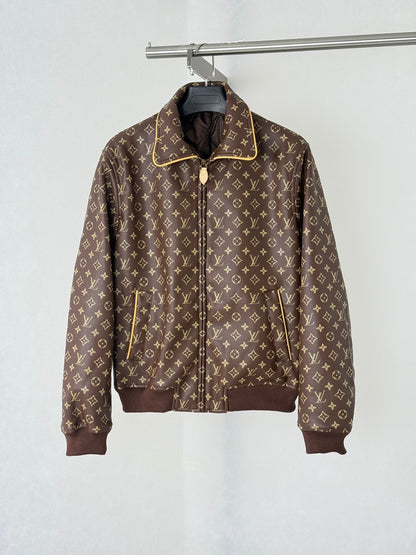260901 New high-quality full-print vintage leather baseball jacket coat