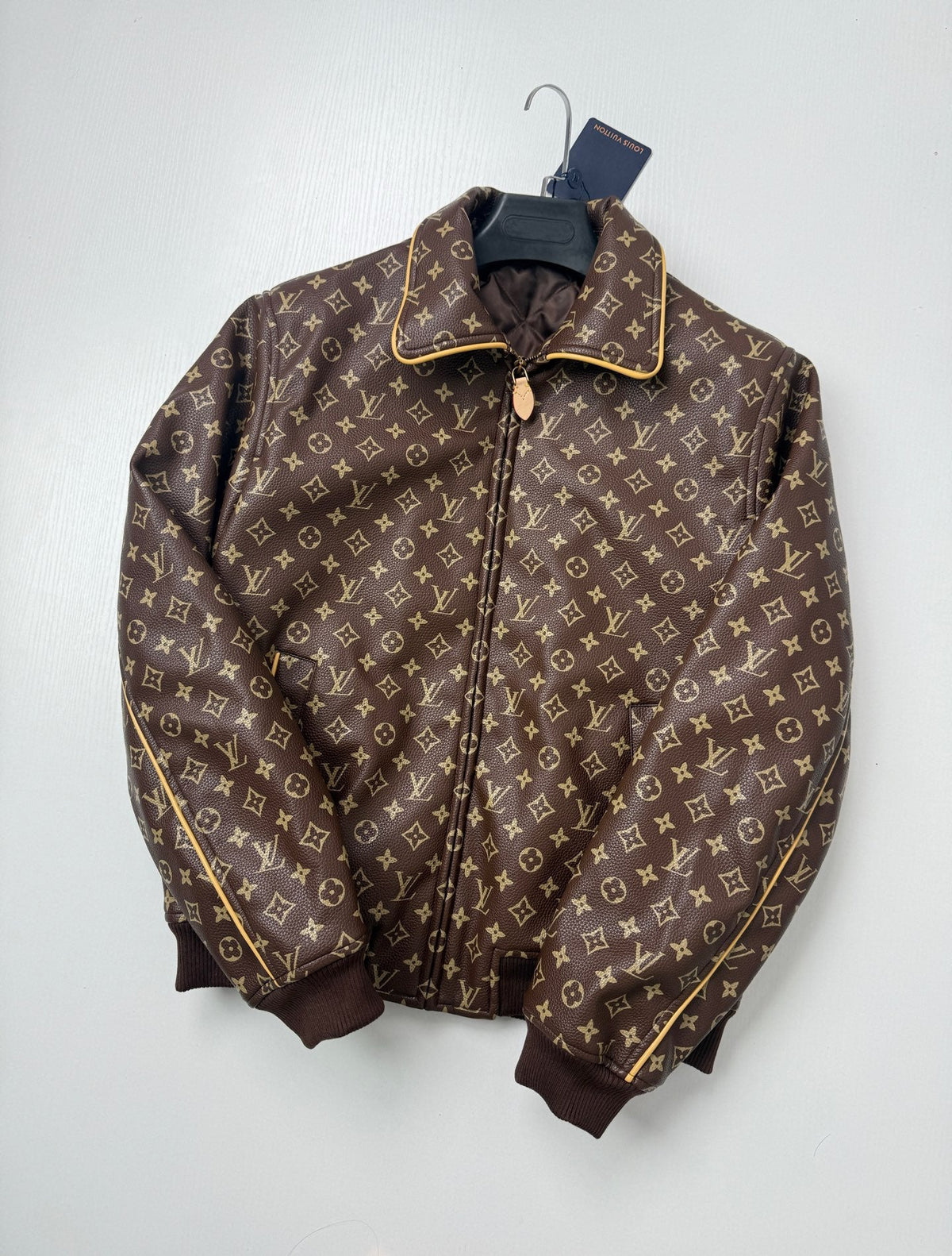 260901 New high-quality full-print vintage leather baseball jacket coat