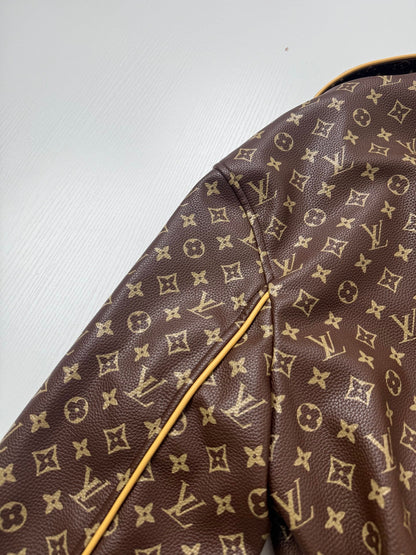 260901 New high-quality full-print vintage leather baseball jacket coat