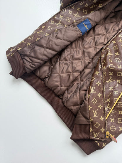 260901 New high-quality full-print vintage leather baseball jacket coat