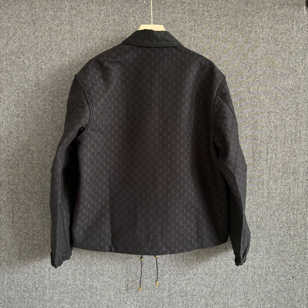 260901 New high-quality cotton blended button-down jacquard jacket with a waistband