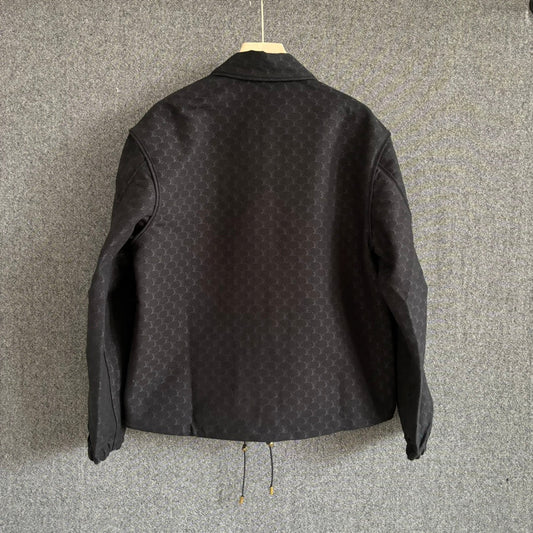 260901 New high-quality cotton blended button-down jacquard jacket with a waistband