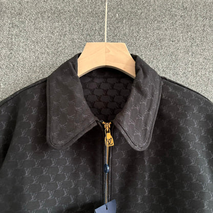 260901 New high-quality cotton blended button-down jacquard jacket with a waistband