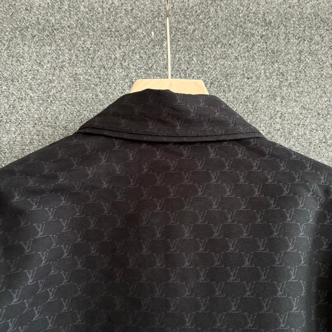 260901 New high-quality cotton blended button-down jacquard jacket with a waistband