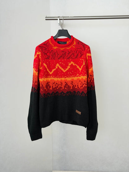 260910 New high-quality volcanic Fair Isle gradient jacquard knitted pullover sweater with a rolled collar