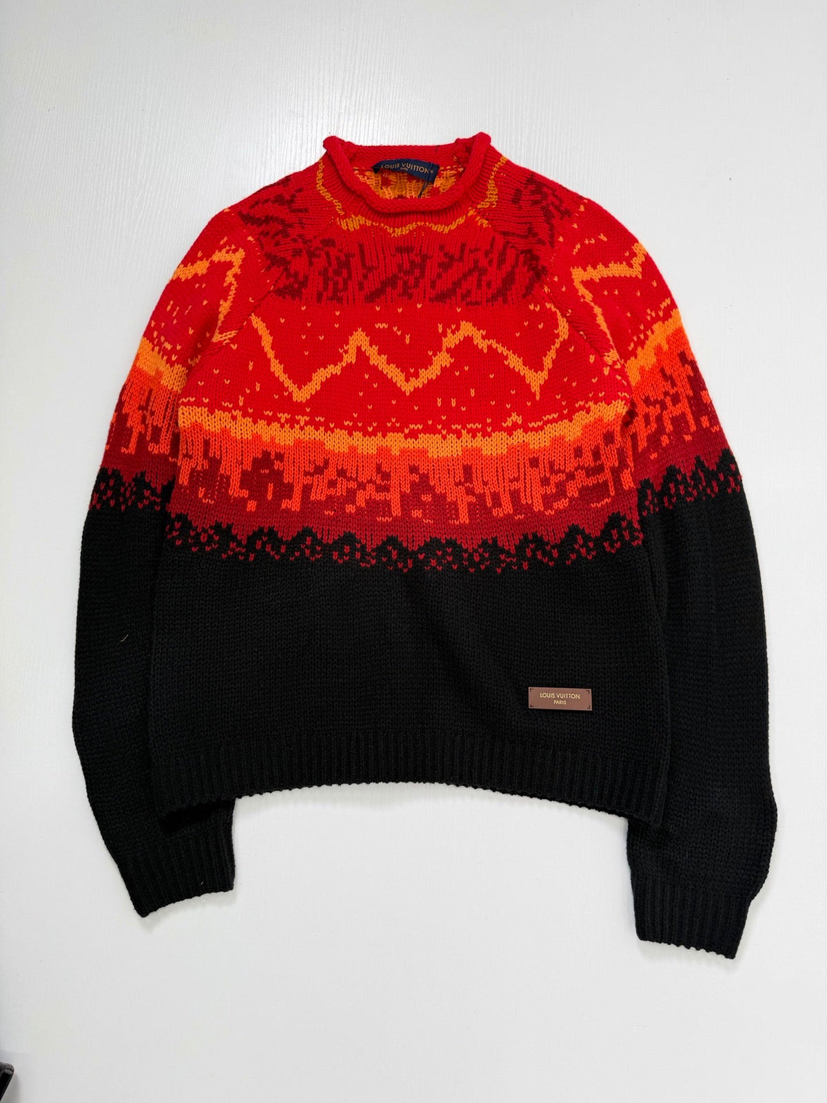 260910 New high-quality volcanic Fair Isle gradient jacquard knitted pullover sweater with a rolled collar