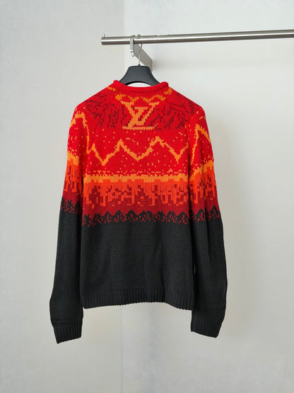 260910 New high-quality volcanic Fair Isle gradient jacquard knitted pullover sweater with a rolled collar