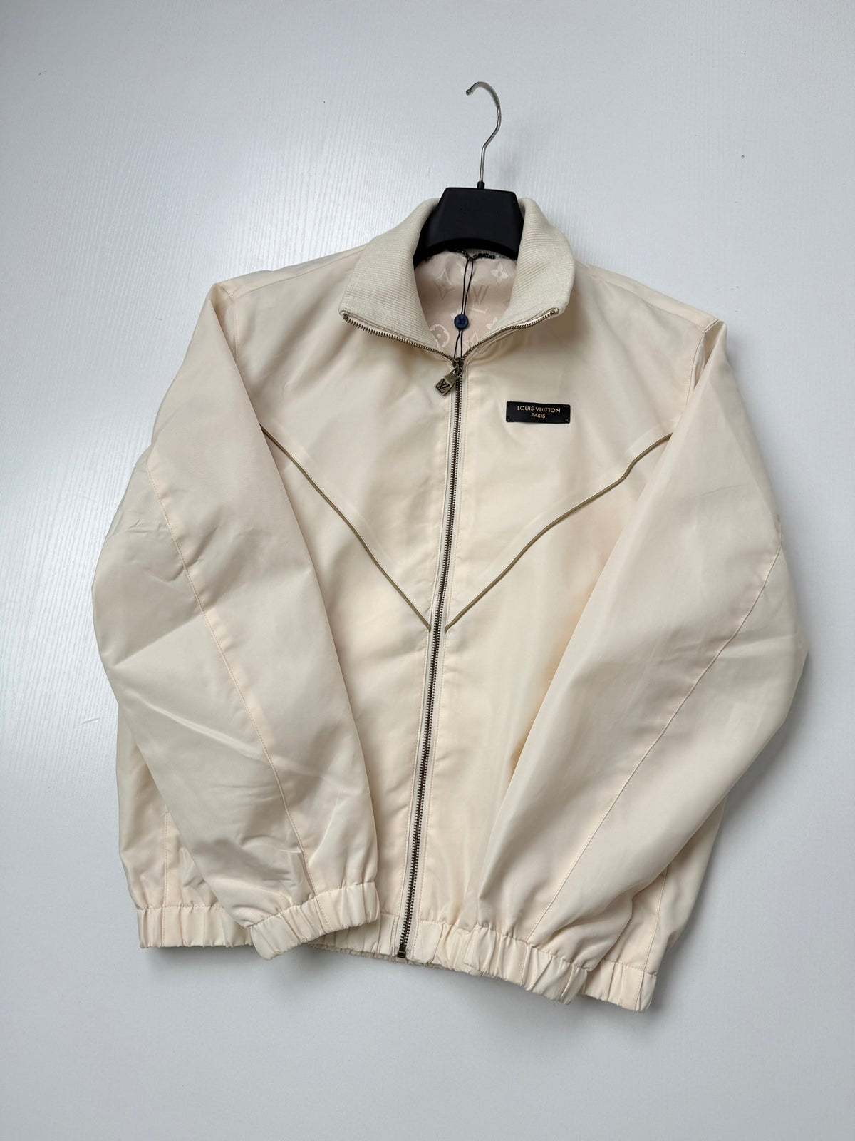 260910 New high-quality gold-stamped leather collared trainer jacket