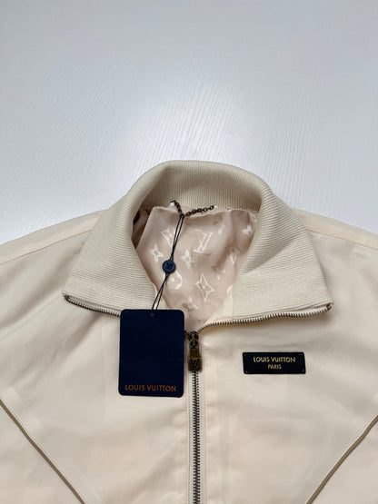 260910 New high-quality gold-stamped leather collared trainer jacket