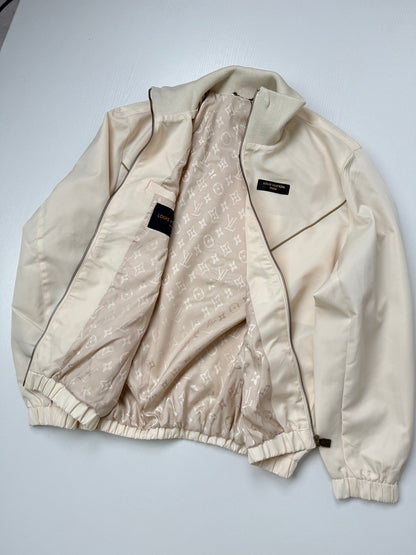 260910 New high-quality gold-stamped leather collared trainer jacket
