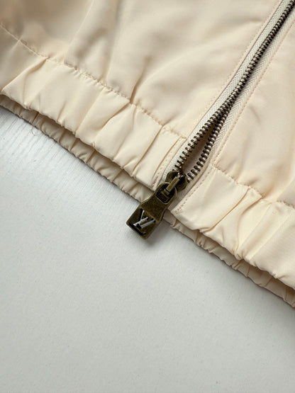 260910 New high-quality gold-stamped leather collared trainer jacket