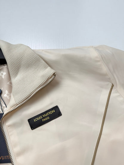 260910 New high-quality gold-stamped leather collared trainer jacket