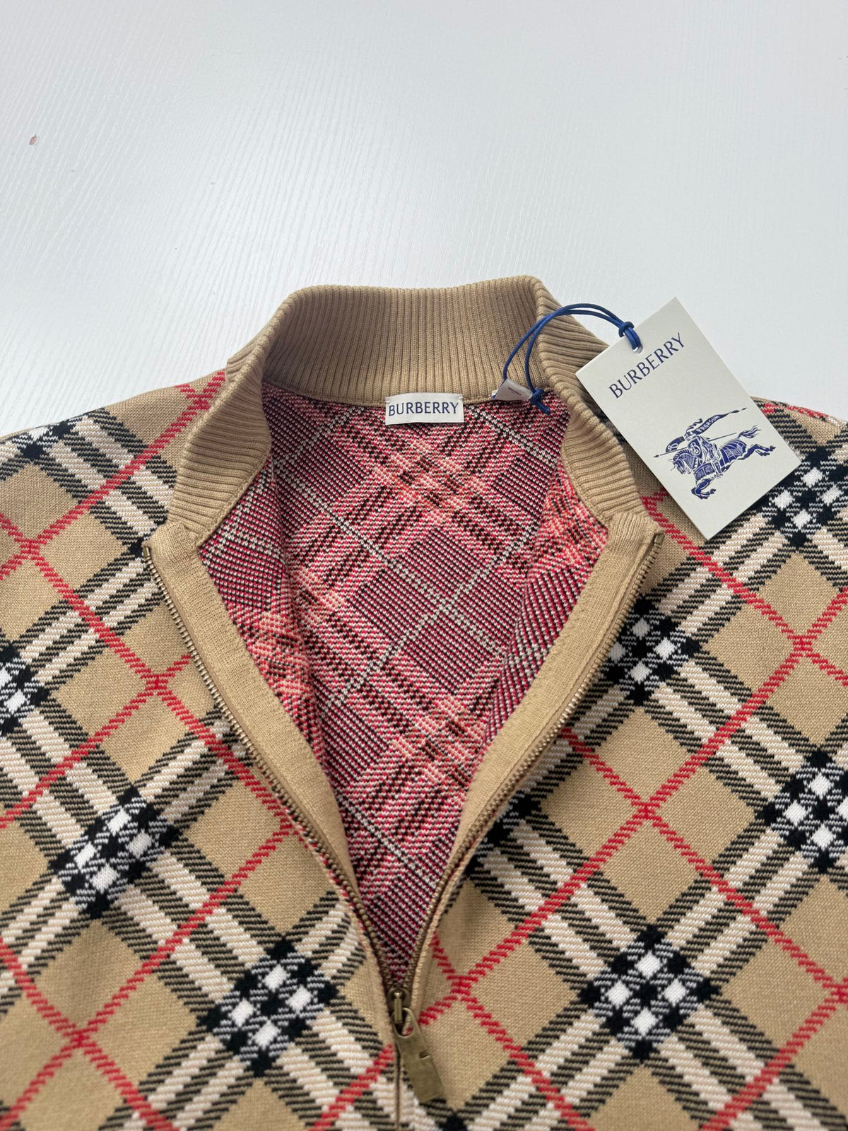 260910 New high-quality checked baseball-style knitted zipper coat with stripes
