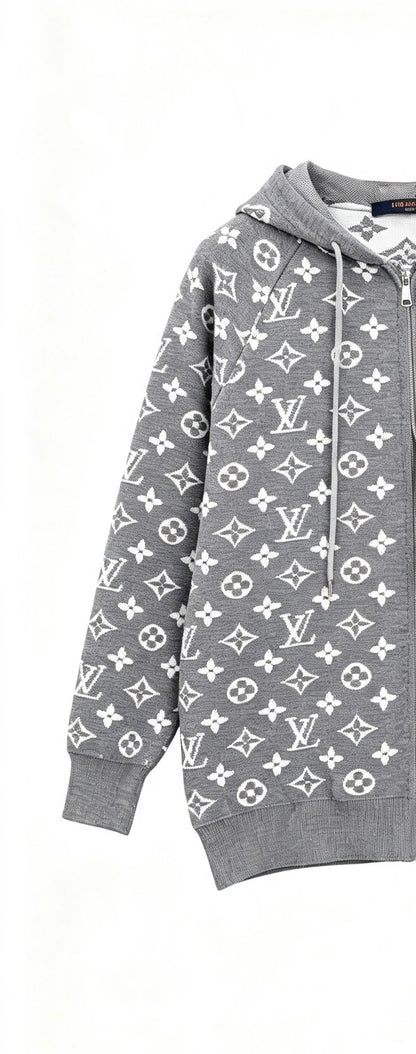 260910 New high-quality full-print jacquard wool-blend button-down knitted cardigan