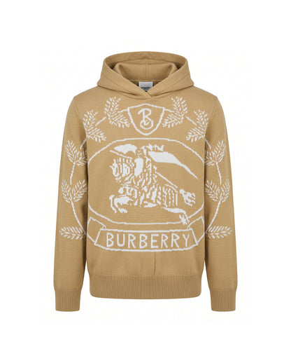 260910 New high-quality wheat-stripe jacquard knitted sweater hoodie