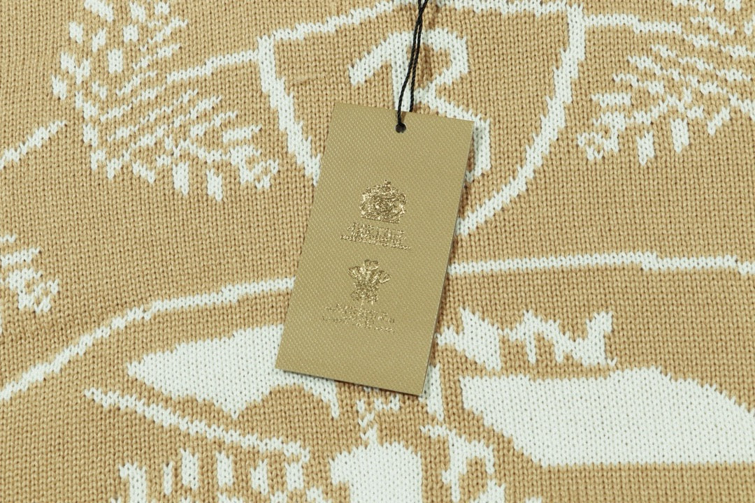 260910 New high-quality wheat-stripe jacquard knitted sweater hoodie