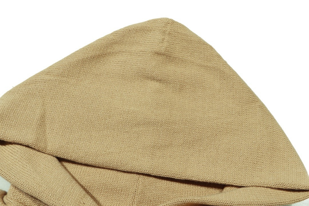 260910 New high-quality wheat-stripe jacquard knitted sweater hoodie