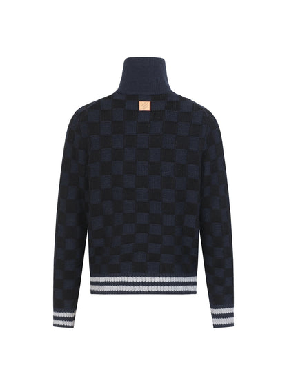 260910 New high-quality knitted crop top with contrasting ribbed checkered collar sweater