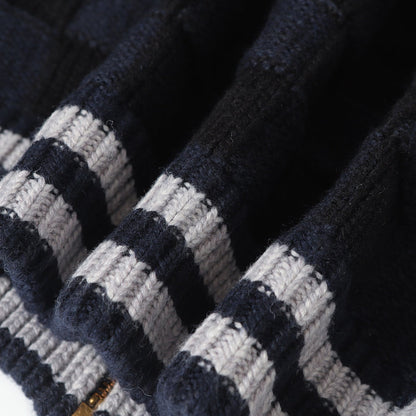 260910 New high-quality knitted crop top with contrasting ribbed checkered collar sweater