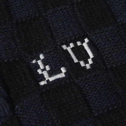 260910 New high-quality knitted crop top with contrasting ribbed checkered collar sweater