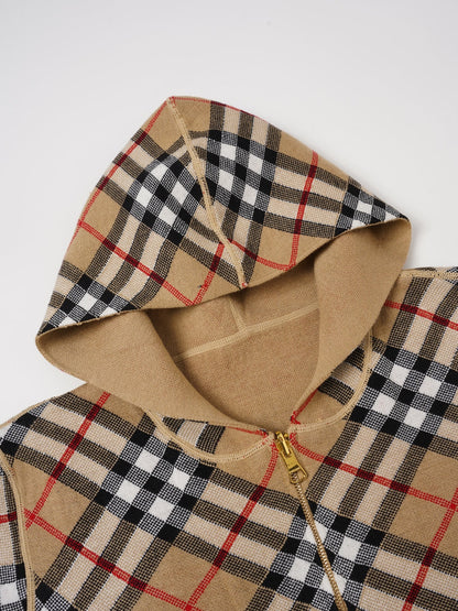 260910 New high-quality checked interlocking double-sided wearable knitted coat
