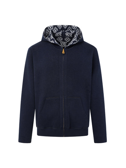 260910 New high-quality cashmere cardigan, reversible design, with zipper closure, knitted fabric outer layer