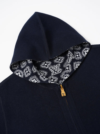 260910 New high-quality cashmere cardigan, reversible design, with zipper closure, knitted fabric outer layer