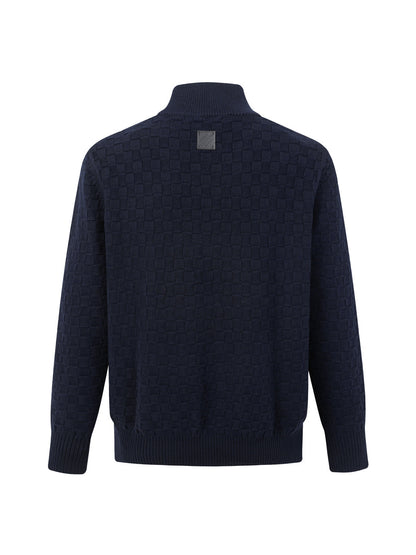 260910 New high-quality checkered half-zip high-neck sweater