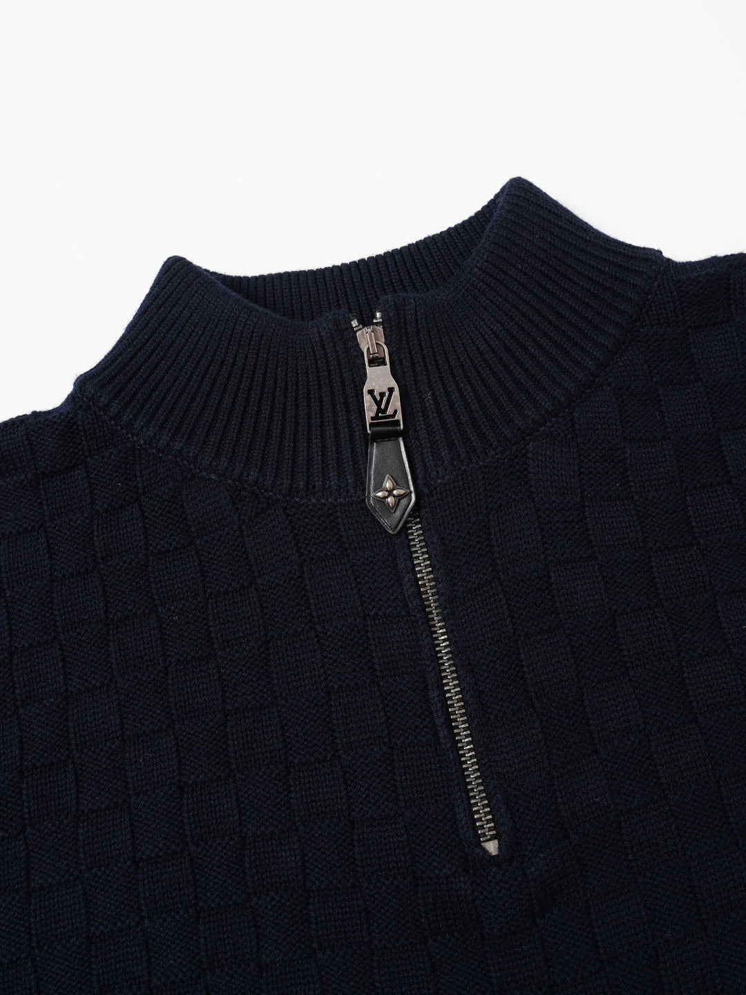 260910 New high-quality checkered half-zip high-neck sweater