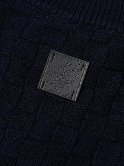 260910 New high-quality checkered half-zip high-neck sweater